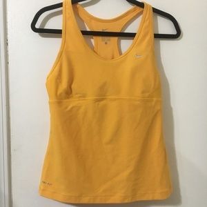 Mustard yellow workout tank w built in bra